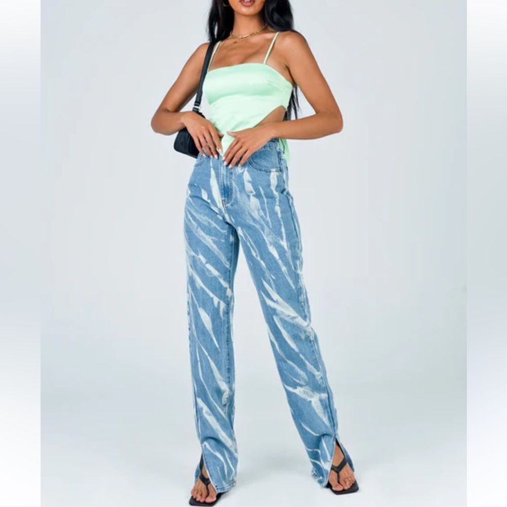 Lioness Alabama Split Hem Straight Leg Tie Dye Jeans Women’s XS